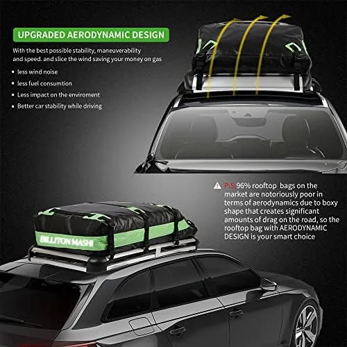 Rooftop Cargo Carrier, Vehicle Cargo Carrier, Premium Rooftop Cargo Bag, 21 Cubic feet Car Top Carrier for All Cars with/Without Rack, 100% Rainproof, Dustproof, and Snow Protection (Green) - Image 3