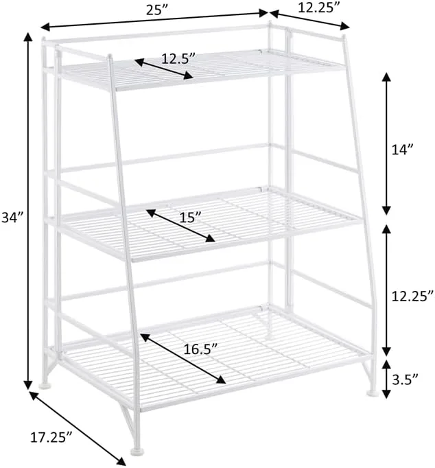 Convenience Concepts Xtra Storage Three-Tier Ladder Folding White Metal Shelf - Image 3