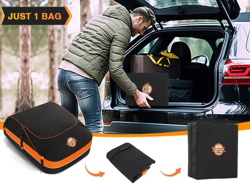 Sailnovo Car Rooftop Cargo Carrier Bag 20 Cubic Feet Waterproof for All Cars with or Without Luggage Rack, Includes Anti-Slip Mat, 10 Reinforced Straps, 6 Door Hooks, Storage Bag - Image 5