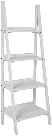 ECOMEX 4 Tier Ladder Shelf, Wooden Ladder Shelf 4 Tier Bookshelf Rustic Ladder Shelf Freestanding Storage Rack for Home Bedroom Office, Non-Foldable White - Image 8