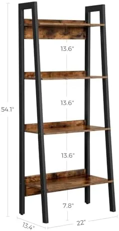 VASAGLE Bookshelf, 4-Tier Book Shelf, Bookcase for Home Office, Living Room, Bedroom, Kitchen, Rustic Brown and Black ULLS054X01 - Image 4