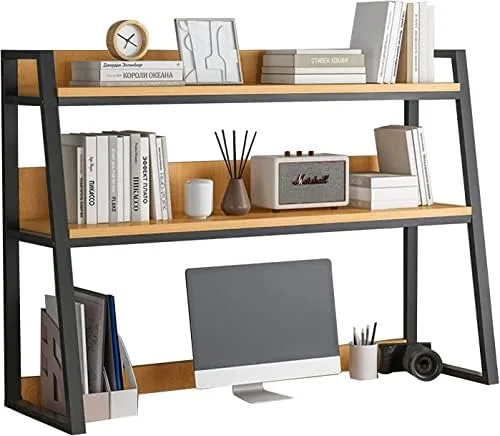 Desktop Bookshelf for Computer Desk,2 Tier Steel Frame Ladder Countertop Hutch Bookcase Organizer Shelf,Home Office Storage Display Rack Shelf ( Color : B , Size : 75CM ) - Image 2