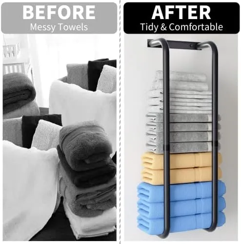 YYP Towel Racks for Bathroom, Towel Rack Wall Mounted, Stainless Steel Towel Holder for Bathroom Wall, Easy to Install Bathroom Towel Storage, Black - Image 5