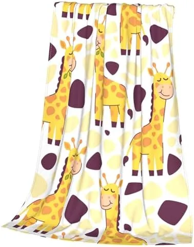 Giraffe Throw Blanket Cute Little Giraffes Soft Fuzzy Fleece Lightweight Cartoon Blankets Gifts for Adult or Kids 50x60In Couch Bed and Sofa Chiristmas Decor Boys Girls All Seasons - Image 3
