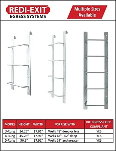 Redi-Exit Fire Escape Ladder – Ladders for Egress Basement Window Well Covers Outside, Small Ladder for Fire Emergency Home Safety, Ladder Hook for Egress Window Steel - Image 6
