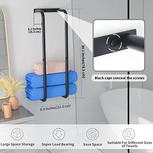 YYP Towel Racks for Bathroom, Towel Rack Wall Mounted, Stainless Steel Towel Holder for Bathroom Wall, Easy to Install Bathroom Towel Storage, Black - Image 8