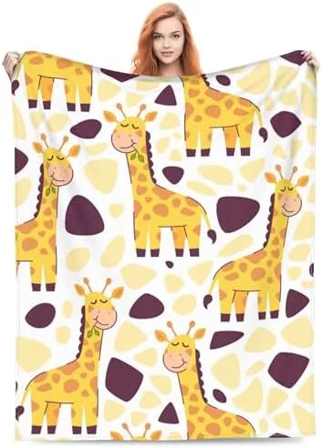 Giraffe Throw Blanket Cute Little Giraffes Soft Fuzzy Fleece Lightweight Cartoon Blankets Gifts for Adult or Kids 50x60In Couch Bed and Sofa Chiristmas Decor Boys Girls All Seasons - Image 2
