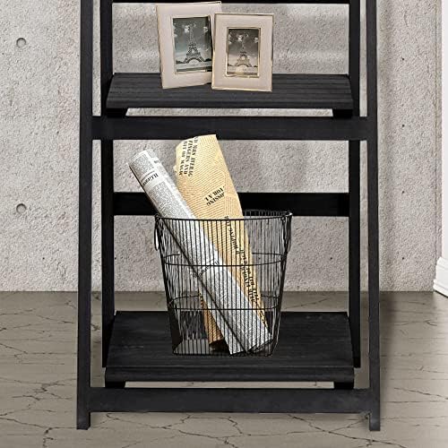 Babion Ladder Shelf, 4-Tier Bookshelf, Industrial Leaning Bookshelves Ladder Bookcase Wooden Shelf with Stable Frame Plant Stand Storage Rack Shelf for Kitchen, Bathroom-Black - Image 10