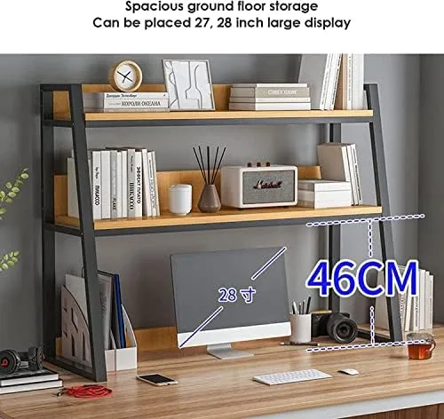 BBHW 2 Tier Steel Frame Ladder Countertop Hutch Bookcase Organizer Shelf,Desktop Bookshelf for Computer Desk,Home Office Storage Display Rack Shelf (Color : A, Size : 55CM) - Image 7