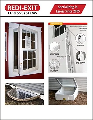 Redi-Exit Fire Escape Ladder – Ladders for Egress Basement Window Well Covers Outside, Small Ladder for Fire Emergency Home Safety, Ladder Hook for Egress Window Steel - Image 8
