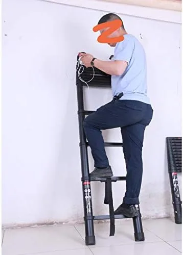 3.2m Extension Ladder with Hook More Stable Attic Ladder Telescoping Ladder Aluminum Lightweight Portable Loft Ladder, EN131 Certificate 330LB Load Capacity with Non-Slip Rubber Feet 10.5ft - Image 6