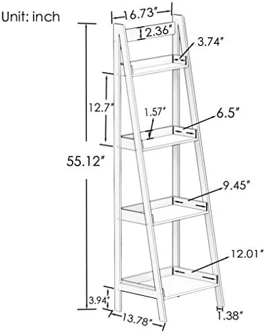 VanTook Bamboo Ladder Shelf, 4-Tier Ladder Bookshelf Storage Rack Display Rack Plant Flower Stand for Living Room, Home Office, Kitchen, Bedroom, Rustic Brown and White - Image 4