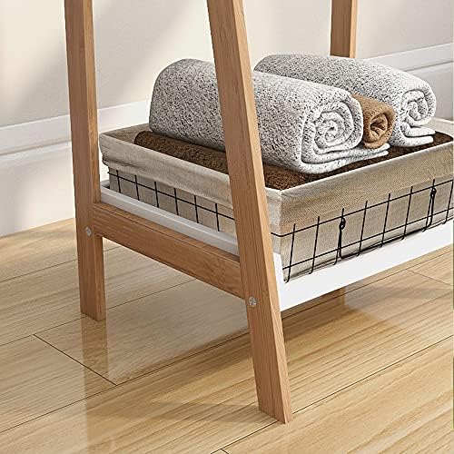 VanTook Bamboo Ladder Shelf, 4-Tier Ladder Bookshelf Storage Rack Display Rack Plant Flower Stand for Living Room, Home Office, Kitchen, Bedroom, Rustic Brown and White - Image 10