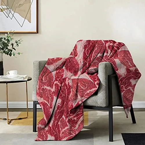 Naiagiri Funny Fresh Meat Sofa Throw Blanket Flannel Super Soft Fleece Beach Picnic Bedspread Home Decor All Season for Baby Dog Bed Couch Living Room Large 80x60In (Queen) Adults - Image 3