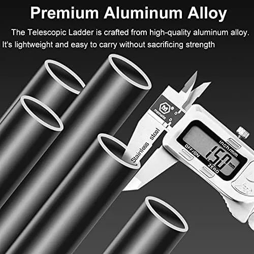 Black Telescoping Ladder with Hook, 5m/ 4m/ 3m/ 2m Tall Aluminium Telescopic Ladder, Extension Ladders for Home RV Loft Outdoor, Load 150kg (Size : 4.7m/15ft) - Image 6