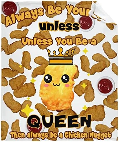 Always Be Yourself Chicken Nugget Queen Blanket Throws Gifts for Boys Girls, Chicken Nuggets Gifts Decor Plush Soft Lightweight Flannel Fleece Blankets Funny Food for Chair Couch 40x30In Toddler - Image 3