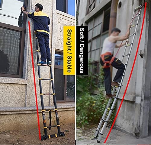 Black Telescoping Ladder with Hook, 5m/ 4m/ 3m/ 2m Tall Aluminium Telescopic Ladder, Extension Ladders for Home RV Loft Outdoor, Load 150kg (Size : 4.7m/15ft) - Image 8