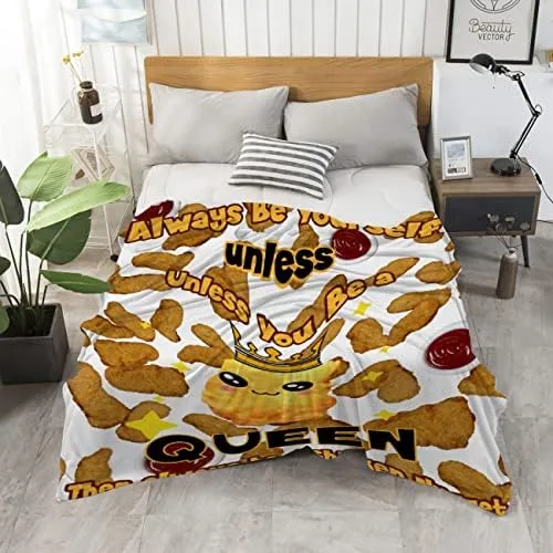 Always Be Yourself Chicken Nugget Queen Blanket Throws Gifts for Boys Girls, Chicken Nuggets Gifts Decor Plush Soft Lightweight Flannel Fleece Blankets Funny Food for Chair Couch 40x30In Toddler - Image 6