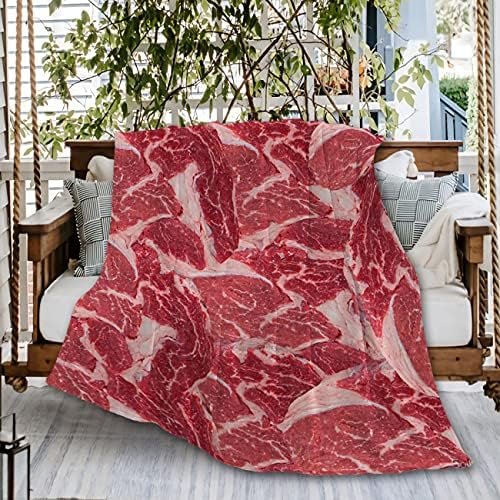 Naiagiri Funny Fresh Meat Sofa Throw Blanket Flannel Super Soft Fleece Beach Picnic Bedspread Home Decor All Season for Baby Dog Bed Couch Living Room Large 80x60In (Queen) Adults - Image 2