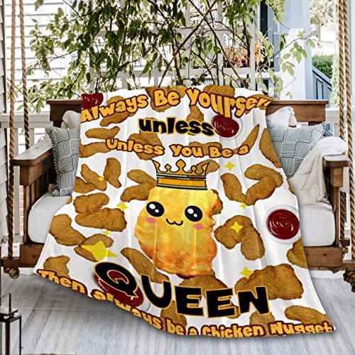 Always Be Yourself Chicken Nugget Queen Blanket Throws Gifts for Boys Girls, Chicken Nuggets Gifts Decor Plush Soft Lightweight Flannel Fleece Blankets Funny Food for Chair Couch 40x30In Toddler - Image 2