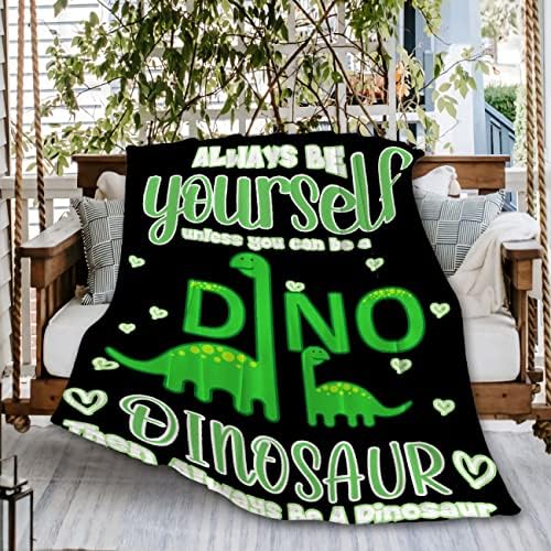 Always Be Yourself Dinosaur Blanket Throws Gifts for Boys Girls,Cute Dinosaur Decor Plush Soft Lightweight Flannel Fleece Blankets Dragon Gifts for Chair Couch 80x60In Adult - Image 2