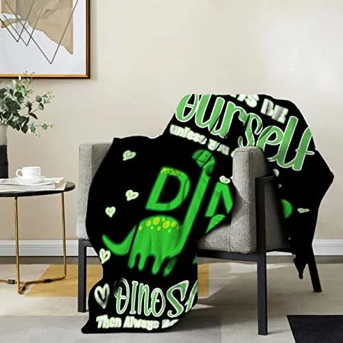 Always Be Yourself Dinosaur Blanket Throws Gifts for Boys Girls,Cute Dinosaur Decor Plush Soft Lightweight Flannel Fleece Blankets Dragon Gifts for Chair Couch 80x60In Adult - Image 4