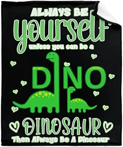 Always Be Yourself Dinosaur Blanket Throws Gifts for Boys Girls,Cute Dinosaur Decor Plush Soft Lightweight Flannel Fleece Blankets Dragon Gifts for Chair Couch 80x60In Adult - Image 3