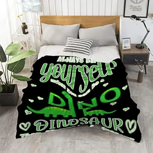 Always Be Yourself Dinosaur Blanket Throws Gifts for Boys Girls,Cute Dinosaur Decor Plush Soft Lightweight Flannel Fleece Blankets Dragon Gifts for Chair Couch 80x60In Adult - Image 6