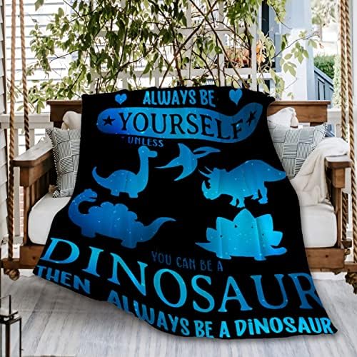 Always Be Yourself Dinosaur Blanket Throws Gifts for Boys Girls,Cute Dinosaur Decor Plush Soft Lightweight Flannel Fleece Blankets Dragon Gifts for Chair Couch 120x90In Extra Large - Image 2