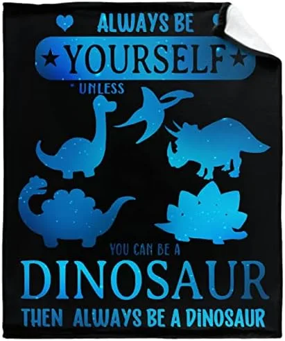 Always Be Yourself Dinosaur Blanket Throws Gifts for Boys Girls,Cute Dinosaur Decor Plush Soft Lightweight Flannel Fleece Blankets Dragon Gifts for Chair Couch 120x90In Extra Large - Image 3
