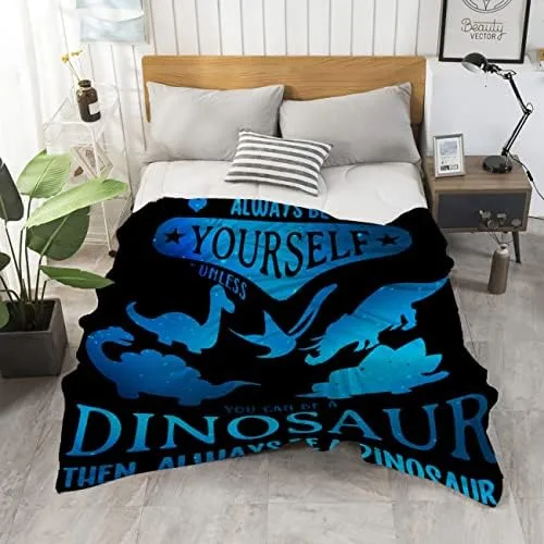 Always Be Yourself Dinosaur Blanket Throws Gifts for Boys Girls,Cute Dinosaur Decor Plush Soft Lightweight Flannel Fleece Blankets Dragon Gifts for Chair Couch 120x90In Extra Large - Image 6