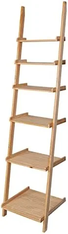 Bloddream Ellwood 6-Tier Ladder Shelf, Leaning Display Shelf, Solid Wood Bookcase, Tall Stair Storage Rack, Natural Pine Wood - Image 10