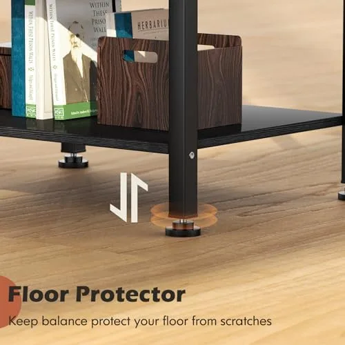 Gannyfer Nightstand with Charging Station and USB Ports, Night Stand with Fabric Drawer and Storage Shelf, Small Bedside Table for Bedroom, 3-Tier End Table for Living Room,Black - Image 7