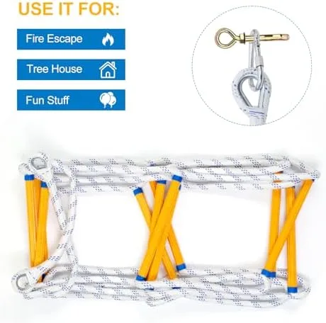 Yetlunsion 6.6ft Safety Balcony Fire Escape Ladder with Hooks & Bolt, Fast to Deploy Sturdy and Strong, 2 Story Rope Ladder Portable and Reusable Weight Capacity up to 2000 Pounds - Image 5