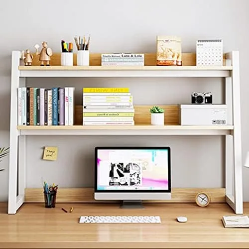 FPIGSHS 2tier Desktop Bookshelf for Computer Desk,Steel Frame Ladder Countertop Hutch Bookcase Organizer Shelf,Home Office Storage Display Rack Shelf,4size ( Size : 115cm ) - Image 2