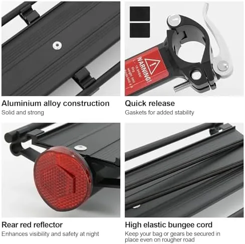 Bike Cargo Rack Rear Bike Rack Quick Release Cycling Aluminium Alloy Luggage Carrier Racks w/Reflector Cycling Bag Stand Holder - Image 6