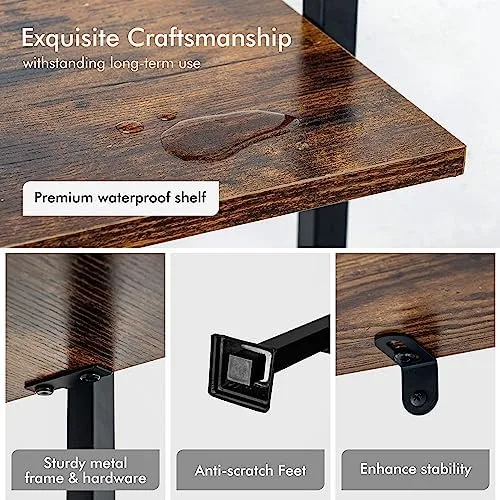 5-Tier Ladder Shelf, Tall Narrow Bookcase for Small Spaces, Book Storage Organizer Case for Living Room, Home Office, Study, Industrial Style Black Metal Frame and Rustic Brown Shelf - Image 4