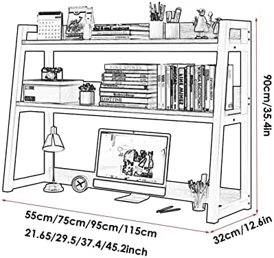 FPIGSHS 2tier Desktop Bookshelf for Computer Desk,Steel Frame Ladder Countertop Hutch Bookcase Organizer Shelf,Home Office Storage Display Rack Shelf,4size ( Size : 115cm ) - Image 3