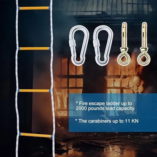 Yetlunsion 6.6ft Safety Balcony Fire Escape Ladder with Hooks & Bolt, Fast to Deploy Sturdy and Strong, 2 Story Rope Ladder Portable and Reusable Weight Capacity up to 2000 Pounds - Image 6