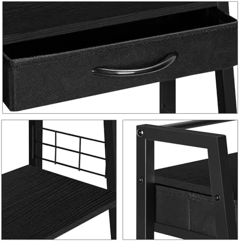 MOOACE 3 Tier Bathroom Ladder Shelf, Freestanding Bathroom Shelves Storage Rack with Drawer, Open Shelving Unit Makeup Shelf Small Bookshelf for Bathroom Living Room Bedroom Balcony, Black - Image 5