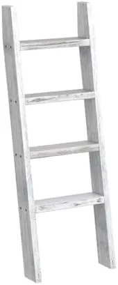KIAYACI Ladder Shelf Rustic Vintage Blanket Ladder Decorative Wood Ladder Shelf for Living Room Bedroom Bathroom (Retro White, 48" x 22") - Image 5