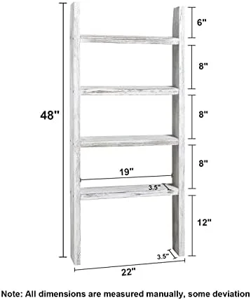 KIAYACI Ladder Shelf Rustic Vintage Blanket Ladder Decorative Wood Ladder Shelf for Living Room Bedroom Bathroom (Retro White, 48" x 22") - Image 10