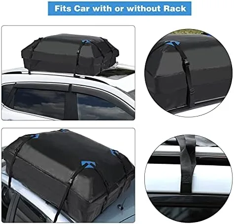 REDCAMP Car Rooftop Cargo Carrier, 15 Cubic Feet Waterproof Car Roof Bag with Racks or Without Racks, Includes 8 Straps, Roof Protective Mat, Storage Bag, 4 Door Hooks, Luggage Lock - Image 7