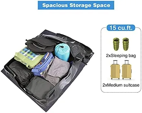 REDCAMP Car Rooftop Cargo Carrier, 15 Cubic Feet Waterproof Car Roof Bag with Racks or Without Racks, Includes 8 Straps, Roof Protective Mat, Storage Bag, 4 Door Hooks, Luggage Lock - Image 6