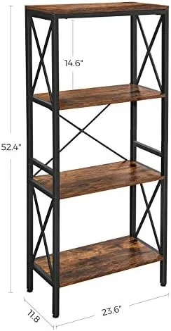 VASAGLE DAINTREE Bookshelf, Kitchen Shelf, Free Standing Shelf, Ladder Rack with 4 Open Shelves, for Kitchen, Office, Stable Steel Frame - Image 4