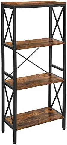 VASAGLE DAINTREE Bookshelf, Kitchen Shelf, Free Standing Shelf, Ladder Rack with 4 Open Shelves, for Kitchen, Office, Stable Steel Frame - Image 2