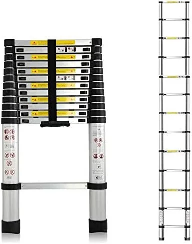 12.5FT Telescoping Ladder Aluminum Extension Tall Multi Purpose Loft Ladder Heavy Duty 330lb Capacity EN131 Certificated - Image 10