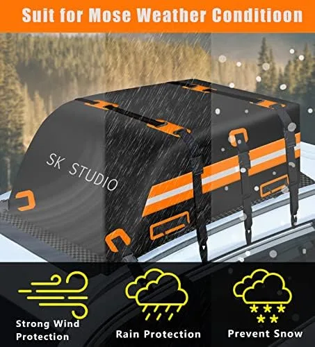 Car Rooftop Cargo Carrier Bag, Car Cargo Carrier 19 Cubic Feet Waterproof Heavy Duty Car Roof Bag for All Vehicle with/Without Racks, with Storage Bag, Anti-Slip Mat, 8 Straps, 8 Door Hooks - Image 7