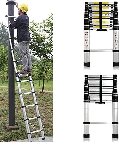 12.5FT Telescoping Ladder Aluminum Extension Tall Multi Purpose Loft Ladder Heavy Duty 330lb Capacity EN131 Certificated - Image 4