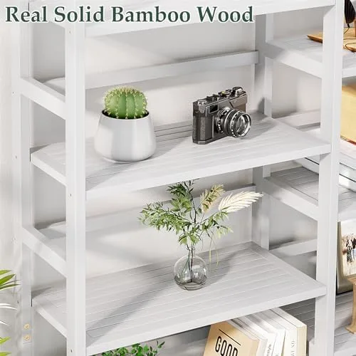 Homykic Triple Wide 6-Tier Bamboo Bookshelf, 6ft Tall Bookcase with 17 Open Display Shelves, Super Large Freestanding Book Shelf for Home Office, Bedroom, Living Room, Books, White - Image 9